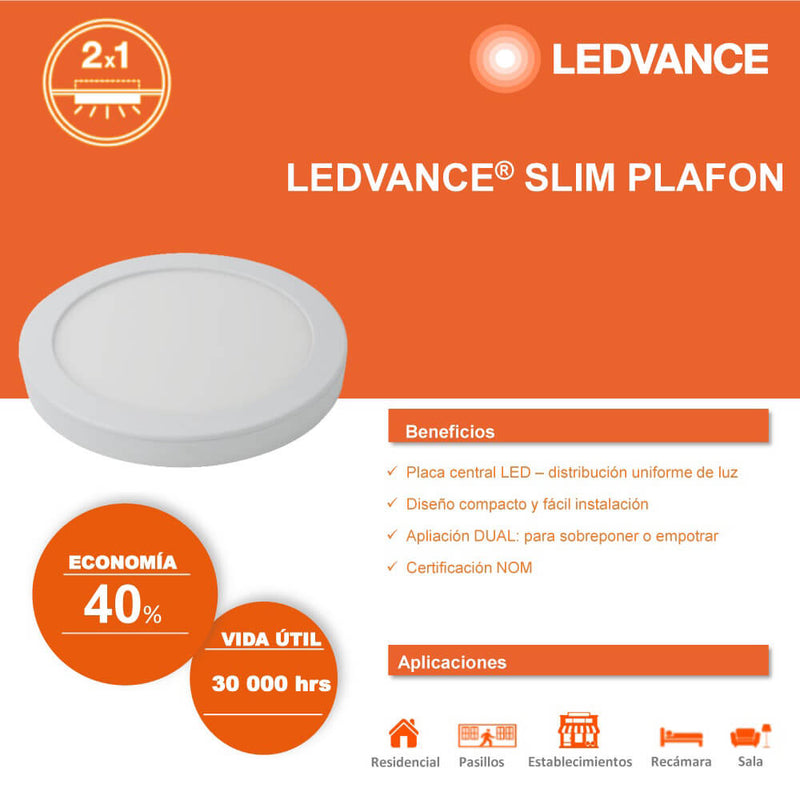 Luminaria Led Slim Plafon Round 24W