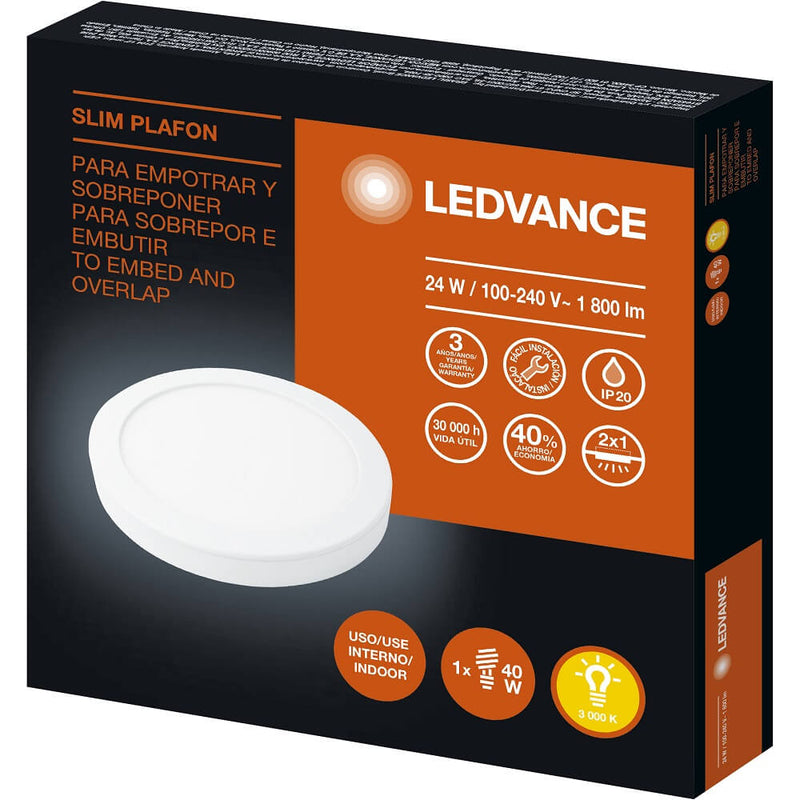 Luminaria Led Slim Plafon Round 24W